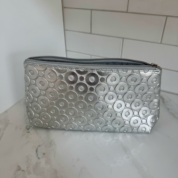 Clinique Handbags - Clinique Silver Metallic Cosmetic Bag • Travel Makeup Case • Toiletry Pouch